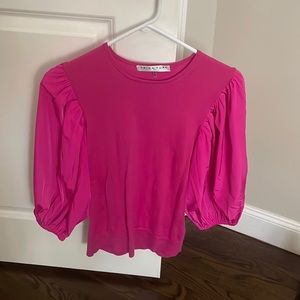 Trina Turk Hot Pink Puff Sleeve Sweater